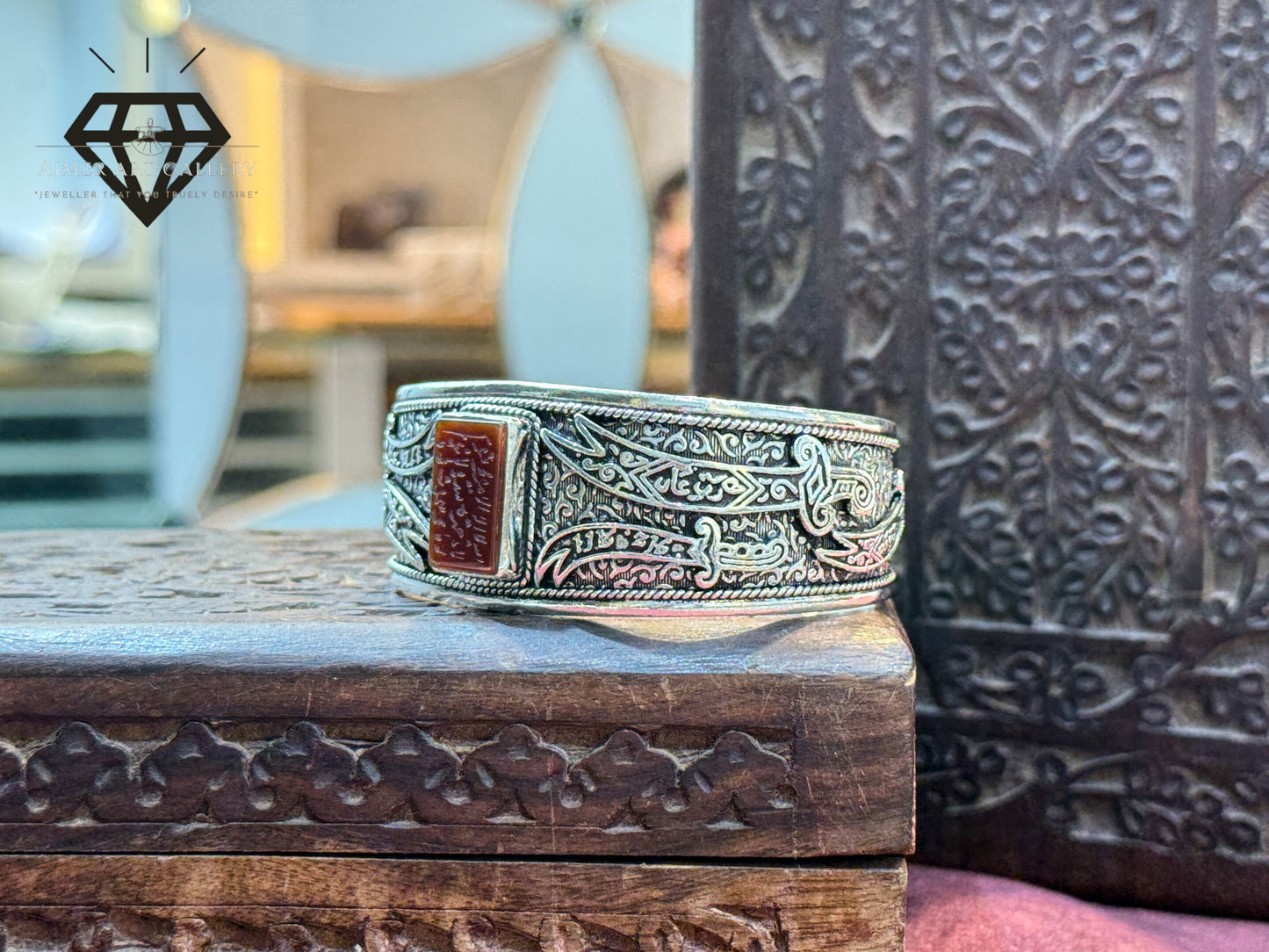 Yemeni Aqeeq/Agate Silver Kada