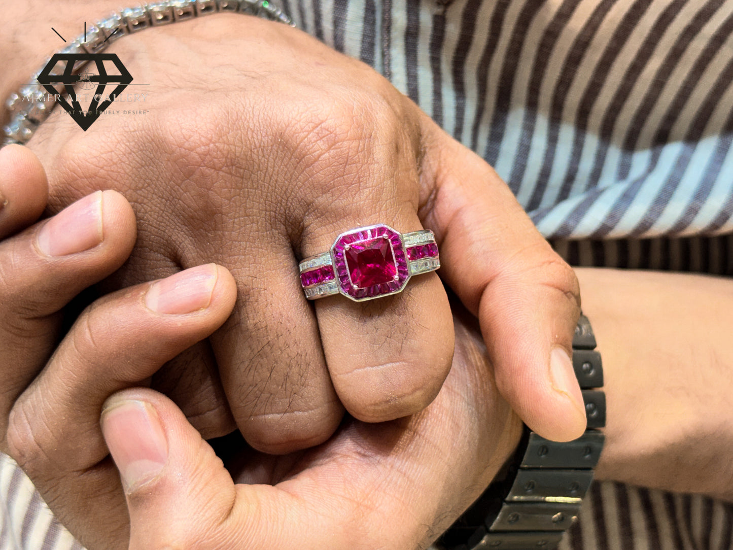 Pure 92.5 Italian Silver American Diamond Ring