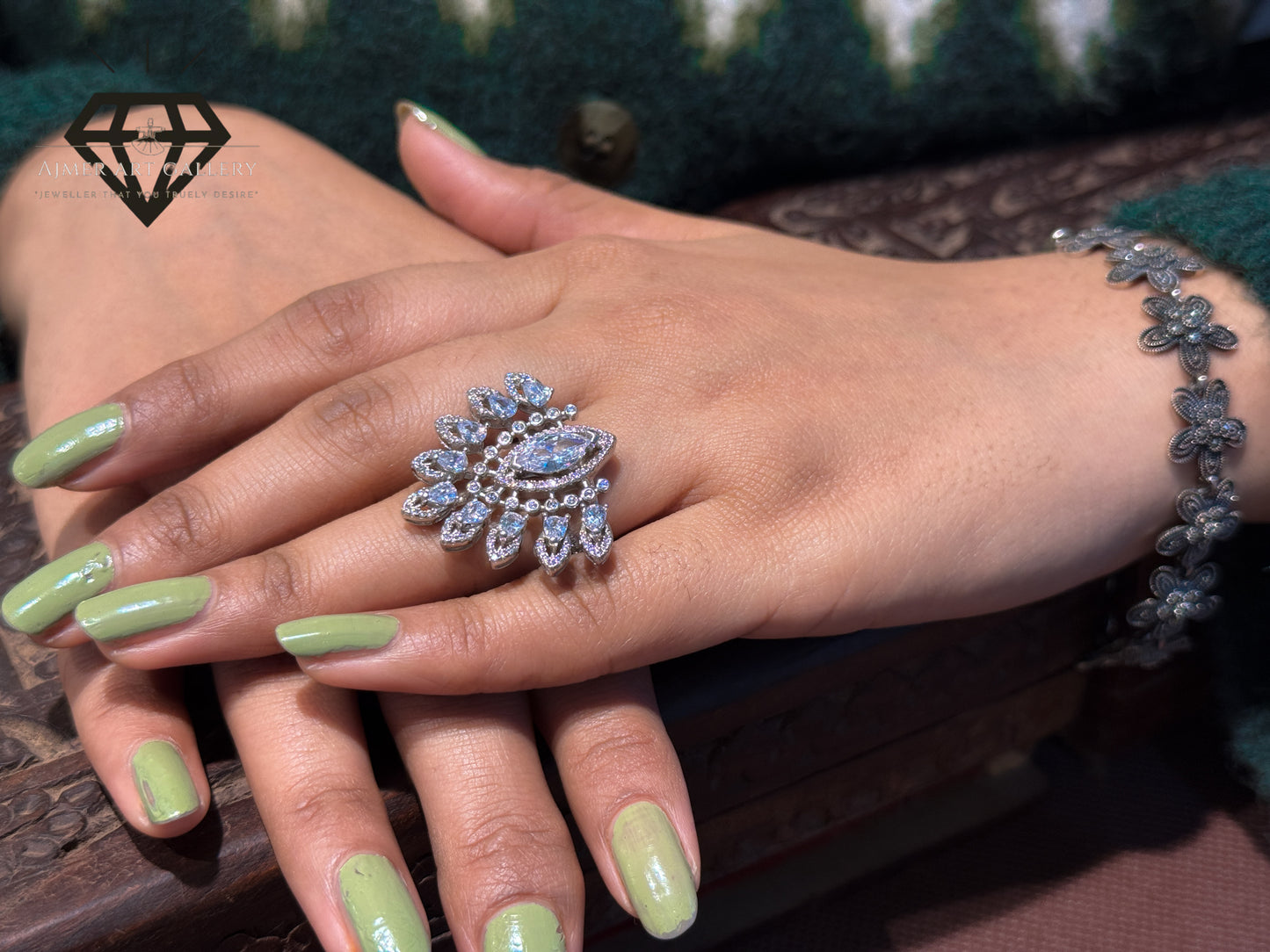 Pure 92.5 Italian Silver Ladies Ring+ party & wedding Wear Ring