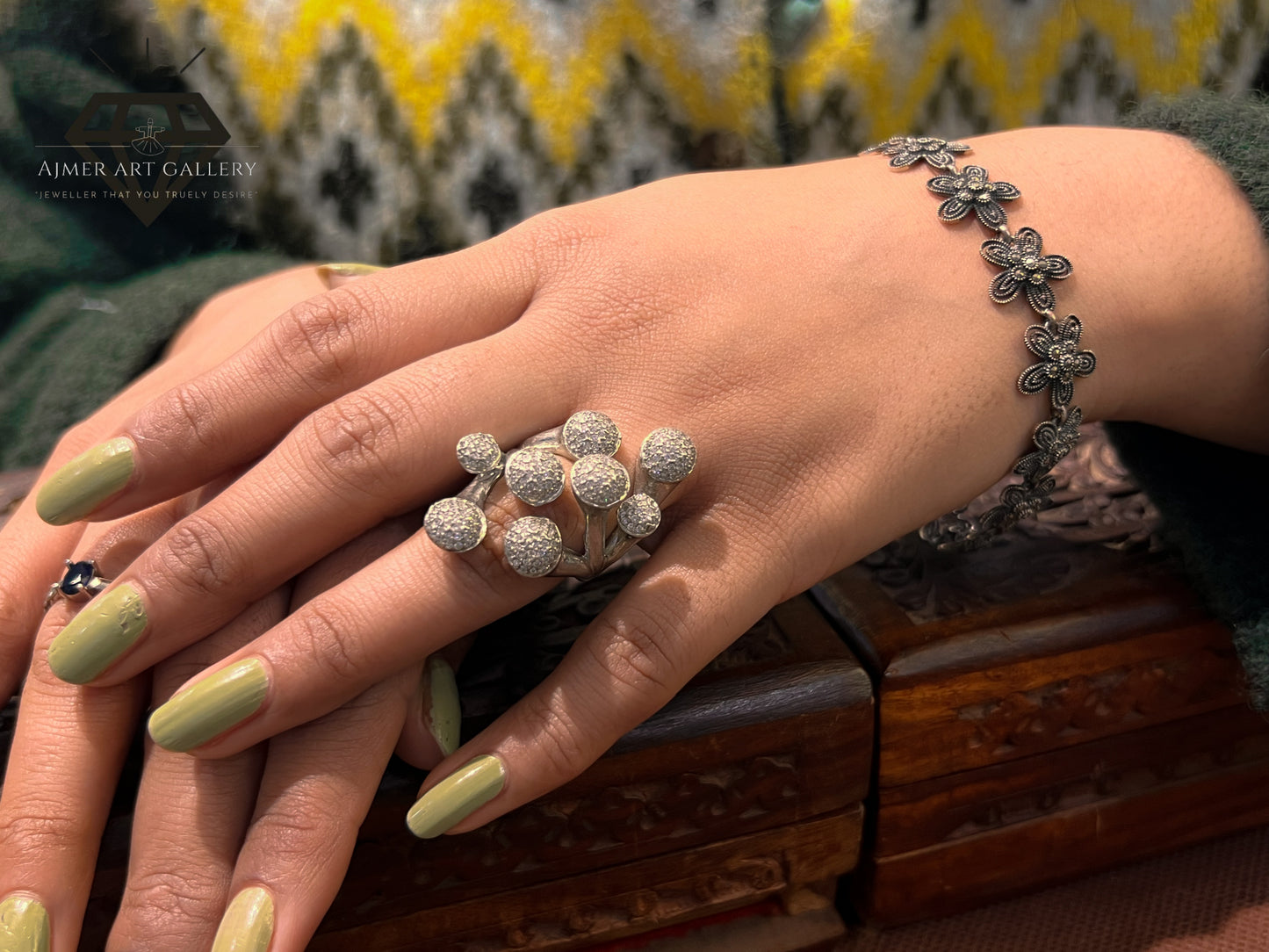 Pure 92.5 Italian Silver Ladies Ring with Bubble Ring Design Ring