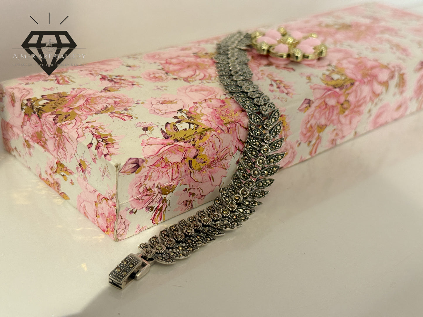 Pure 92.5 Italian Silver Marcasite Stone Ladies Bracelet