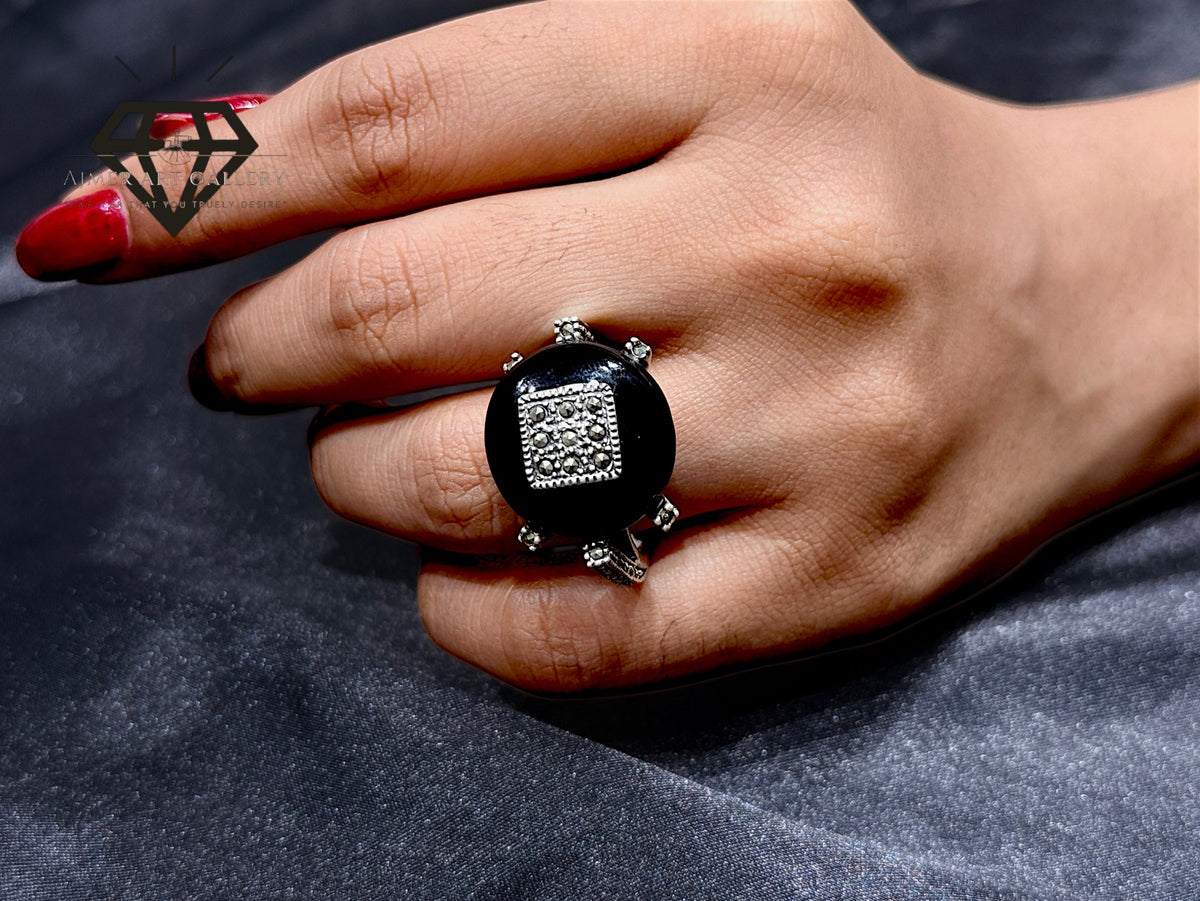 Black Aqeeq Couple Ring