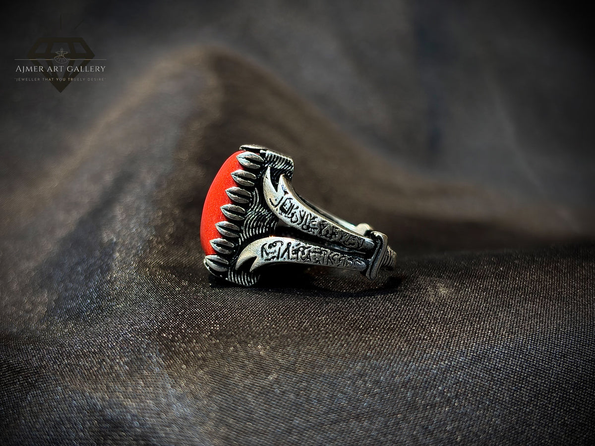 Men's Aqeeq / Agate Zulfiqar Ring