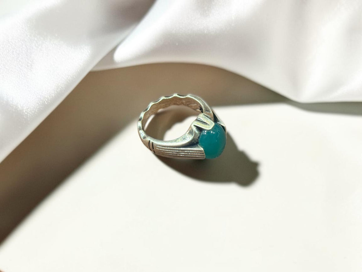 Green Aqeeq / Agate Ring