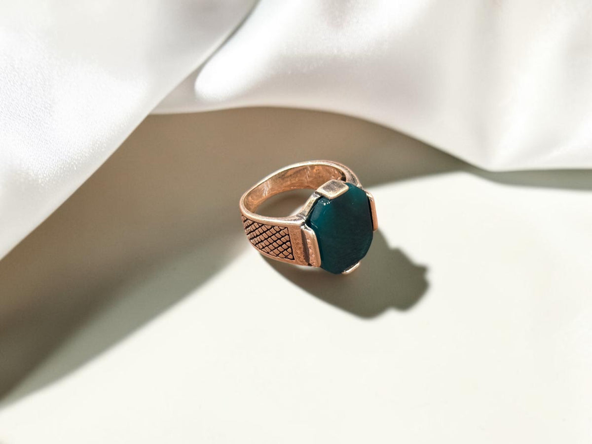 Green Aqeeq / Agate Ring