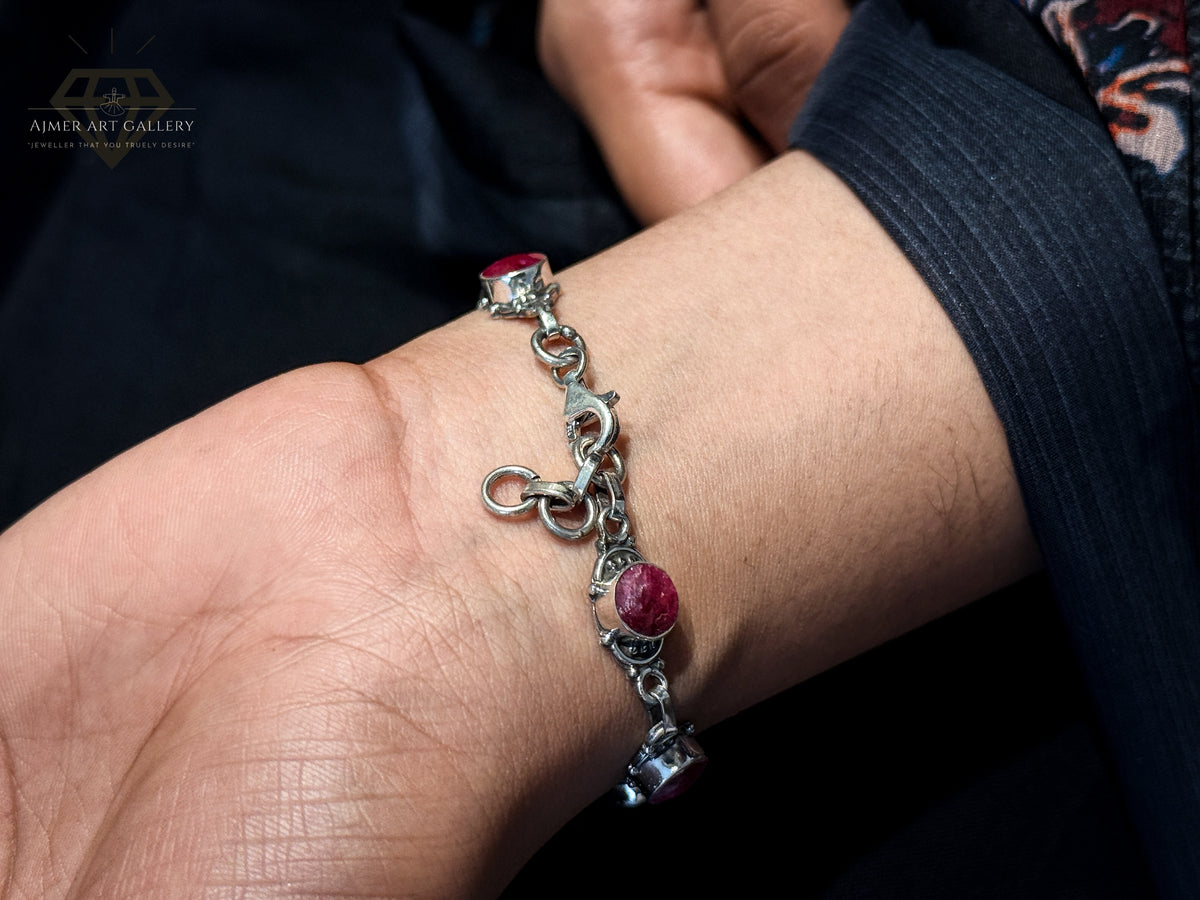 Premium Pink Gemstones Bracelet For Women