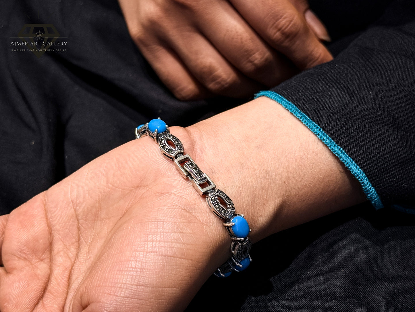 Premium Blue Gemstones Bracelet For Women