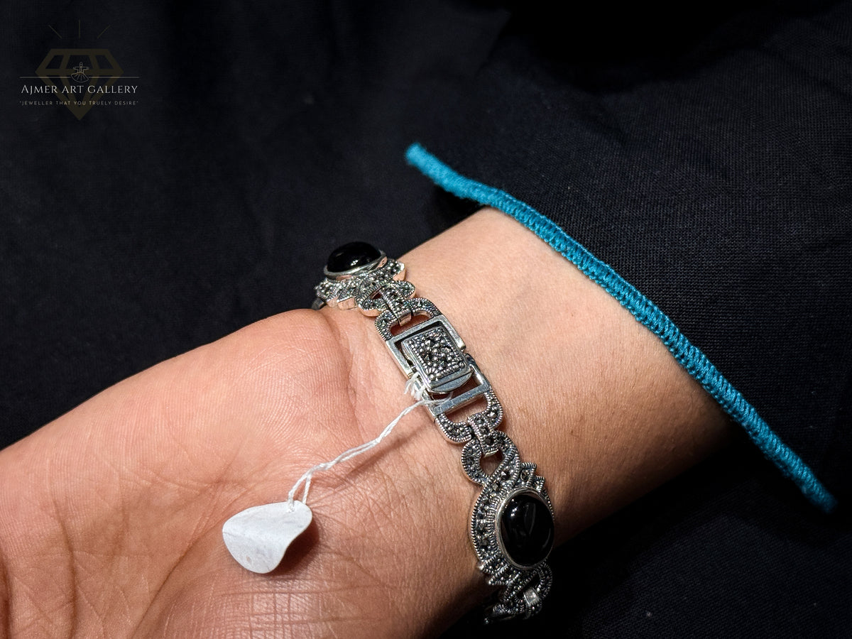 Premium Design Black Gemstones Bracelet For Women