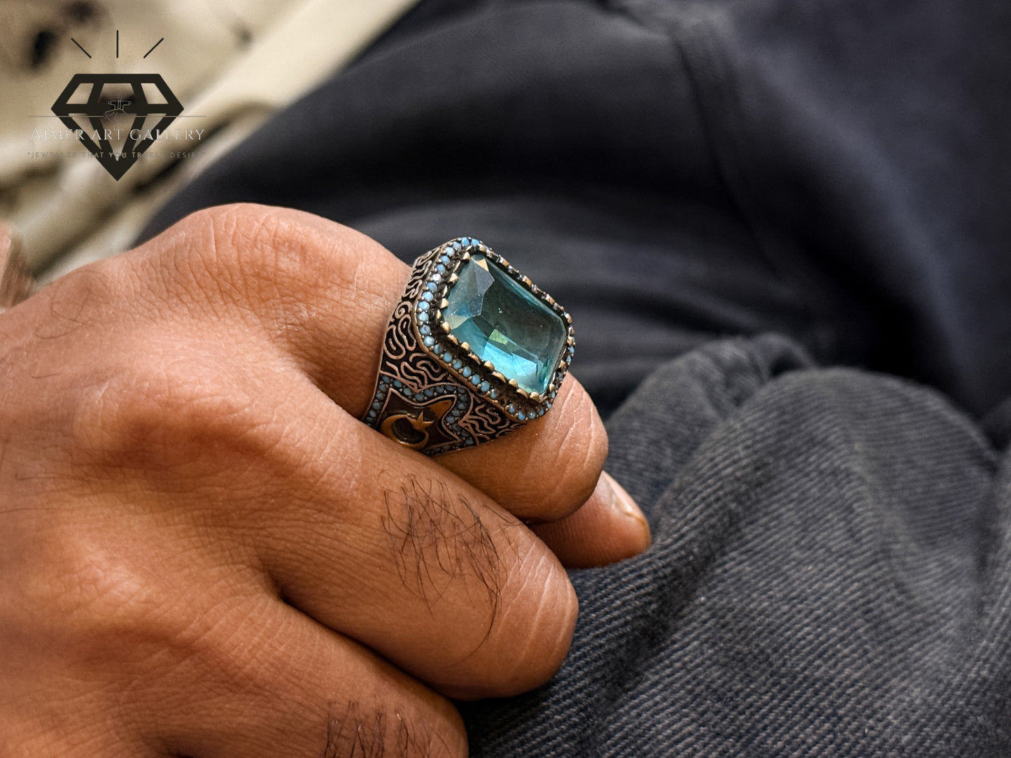 Bold Ice Blue Stone Designer Ring