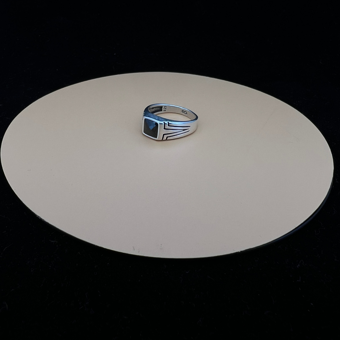 Small Square Black AD Turkish Ring