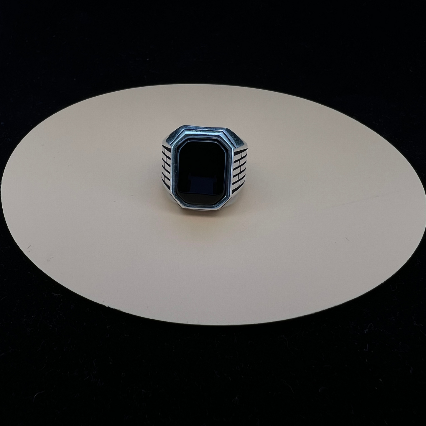 Square Black Aqeeq Turkish Ring