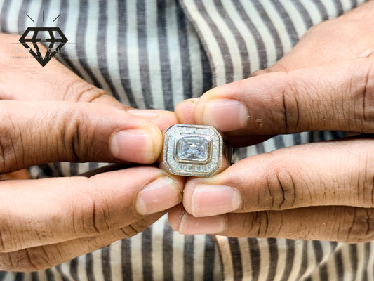 Pure 92.5 Italian Silver American Diamond Ring