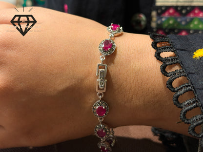 Pure 92.5 Italian Silver Marcasite Stone  Ladies Bracelet