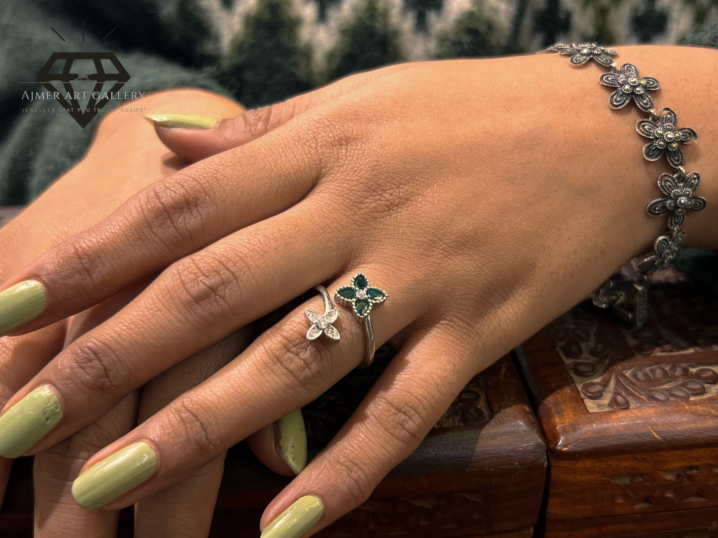 Pure 92.5 ltalian Silver Floral Adjustable Ladies Ring + Elegant & Stylish