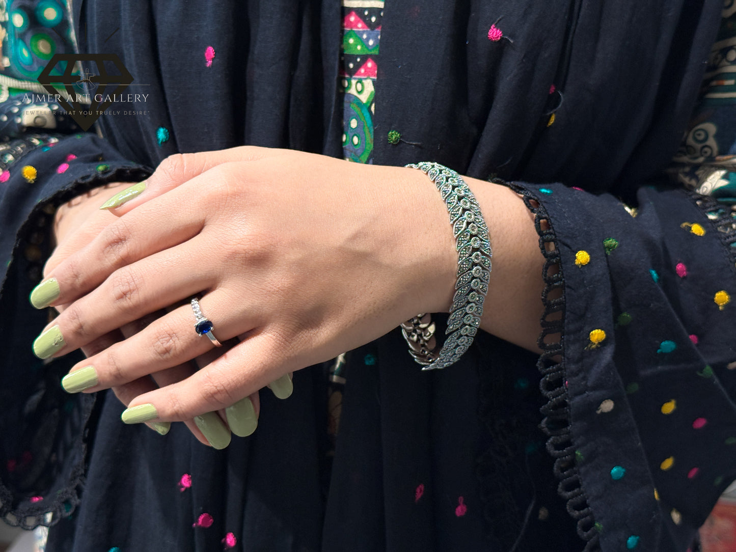 Pure 92.5 Italian Silver Marcasite Stone  Ladies Bracelet