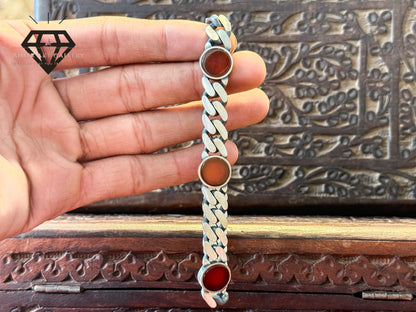 Yemeni Aqeeq/Agate Silver Bracelet