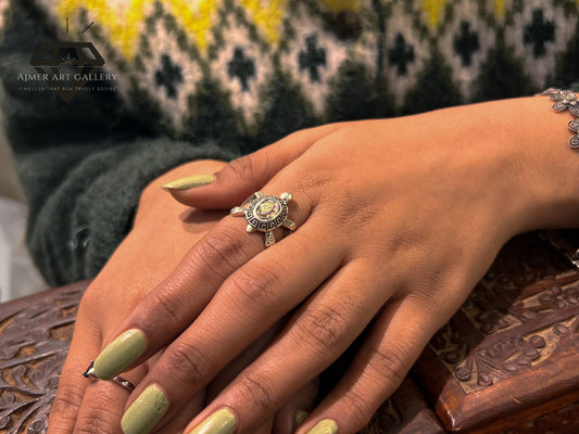 Pure 92.5 Italian Silver Turtle Design Ring for ladies