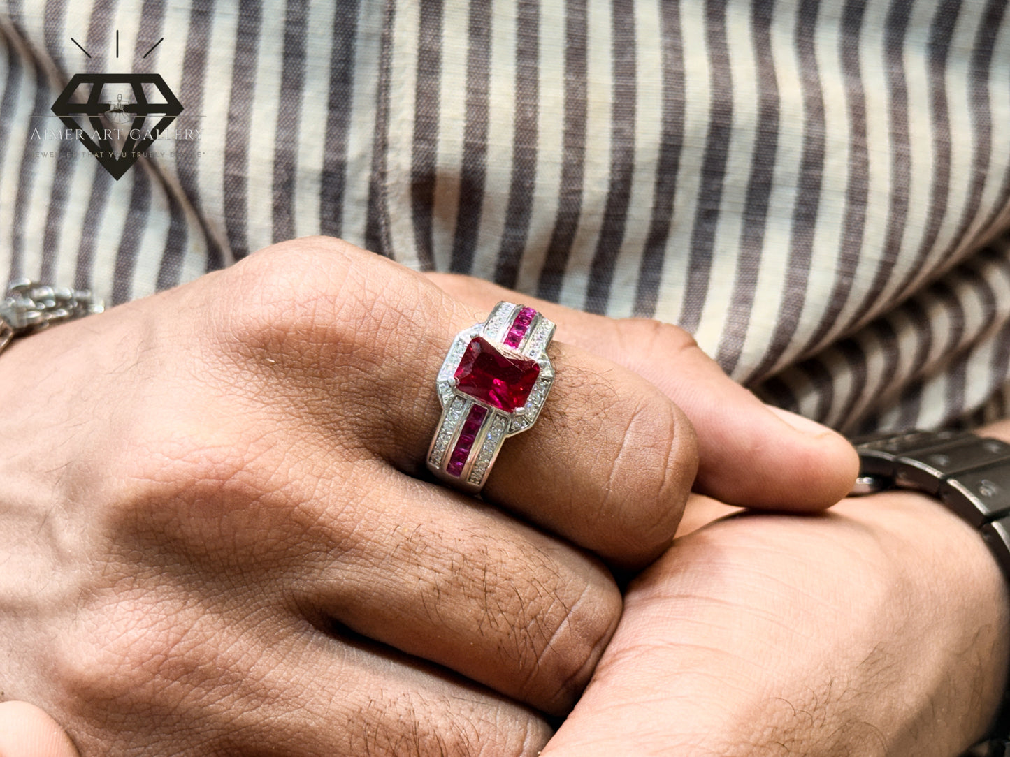 Pure 92.5 Italian Silver American Diamond Ring