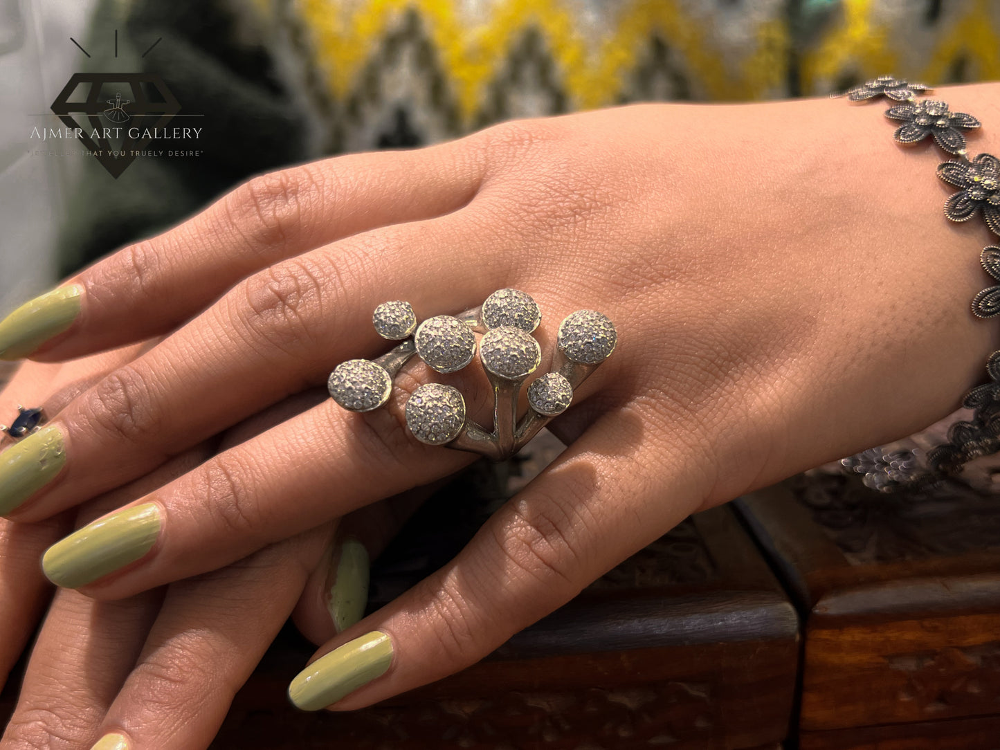 Pure 92.5 Italian Silver Ladies Ring with Bubble Ring Design Ring