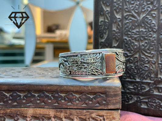 Yemeni Aqeeq/Agate Silver Kada
