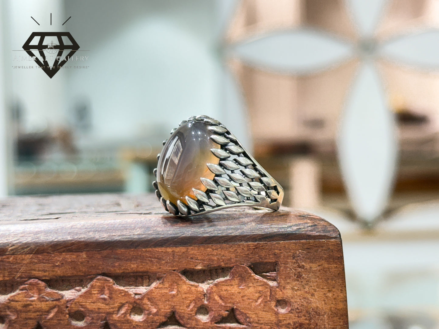 Sulemani Aqeeq/Agate Stone Turkish Ring.