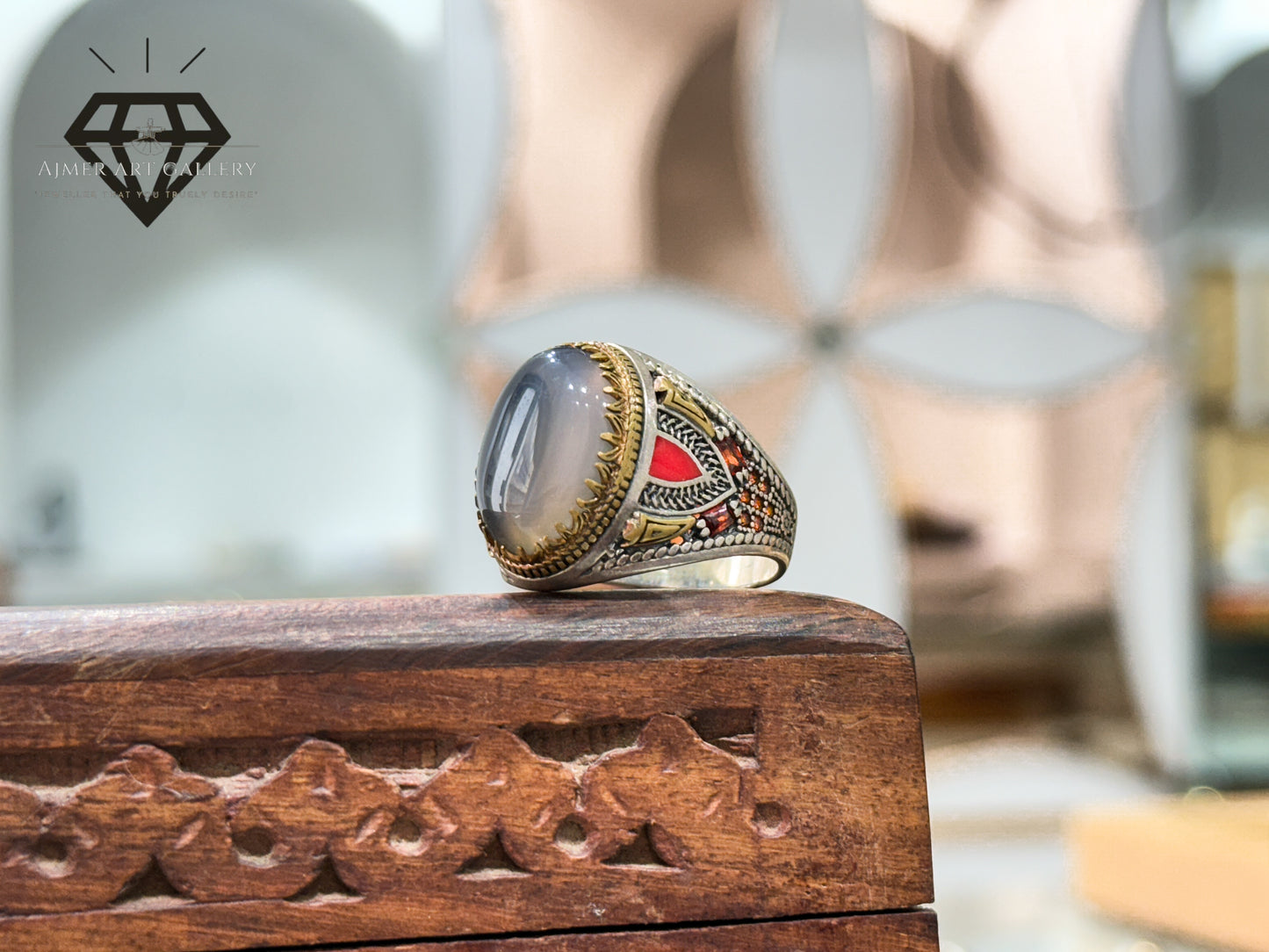 Sulemani Aqeeq/Agate Stone Turkish Ring.