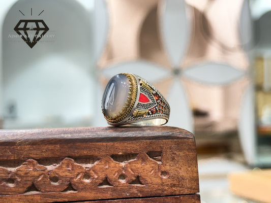 Sulemani Aqeeq/Agate Stone Turkish Ring.
