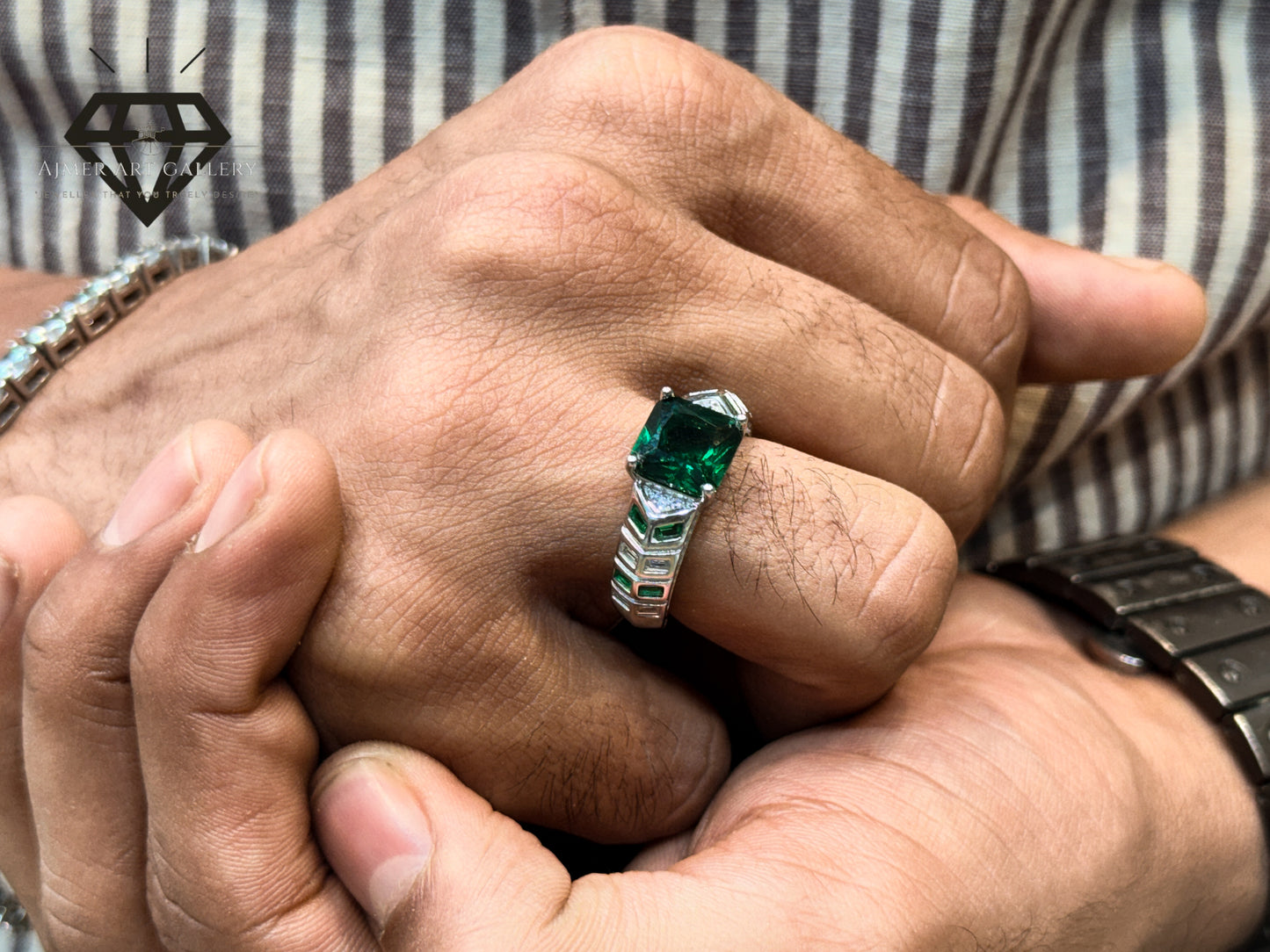 Pure 92.5 Italian Silver American Diamond Ring