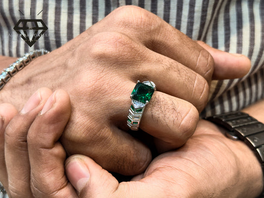 Pure 92.5 Italian Silver American Diamond Ring