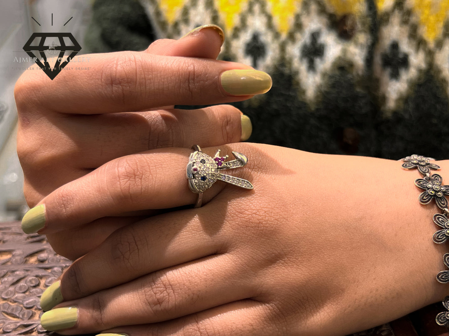 Pure 92.5 Italian Silver Ladies Rabbit Ring