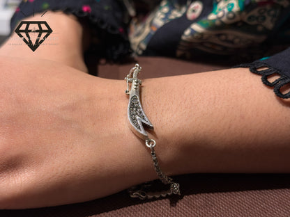 Pure 92.5 Italian Silver Marcasite Stone + Ladies Zulfikar Bracelet