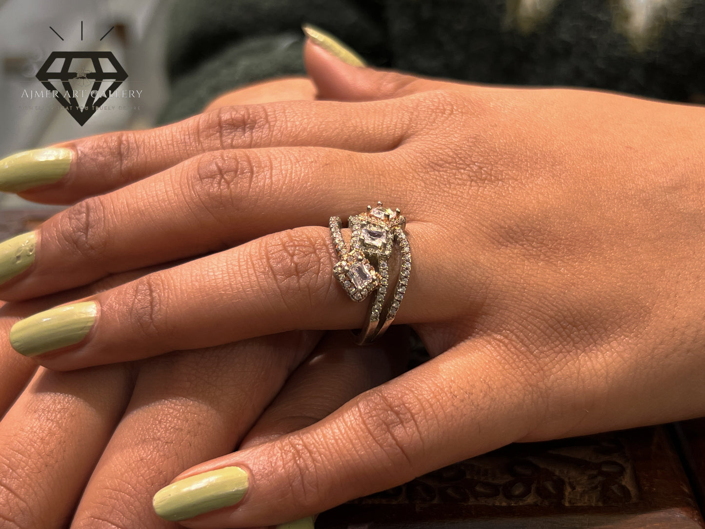 Pure 92.5 Italian Silver Premium  Finishing Designer Ring For Ladies