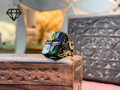 Four Square Multi Zircon Ring