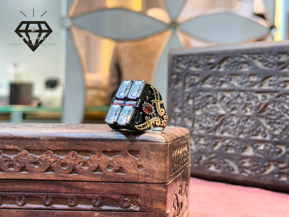 Four Square White Zircon Ring
