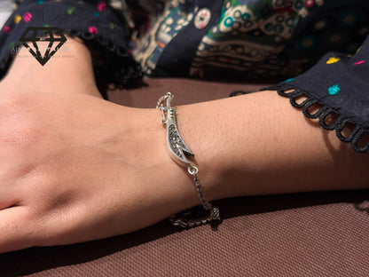 Pure 92.5 Italian Silver Marcasite Stone + Ladies Zulfikar Bracelet