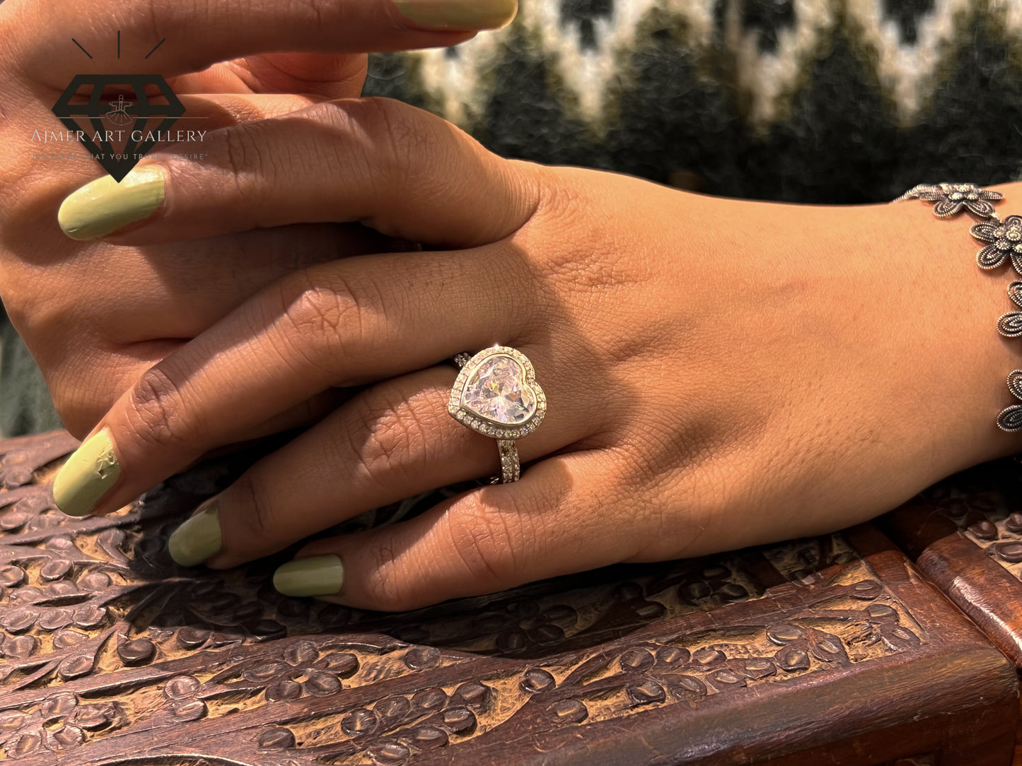 Pure 92.5 Italian Silver Ladies Ring with Premium Quality American Daimond