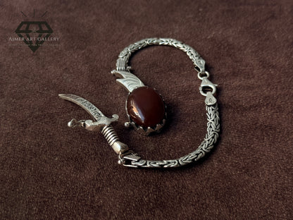Zulfikar Bracelet With Aqeeq Stone