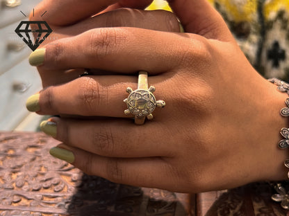 Pure 92.5 Italian Silver Ladies Ring + Elegant Turtle Design Ring