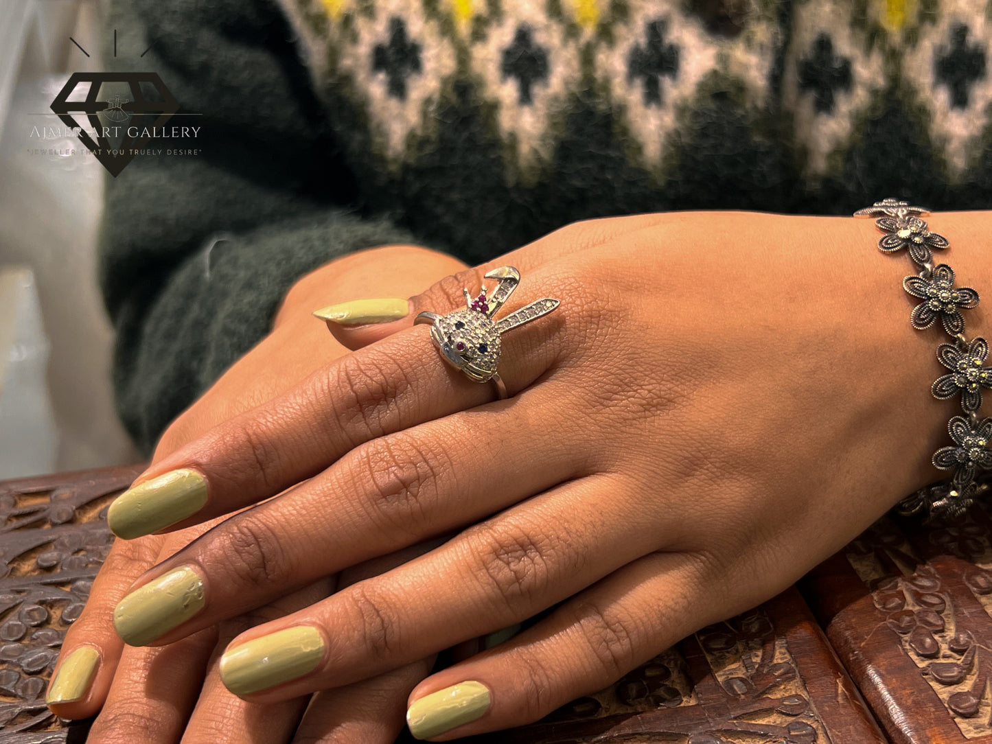 Pure 92.5 Italian Silver Ladies Rabbit Ring