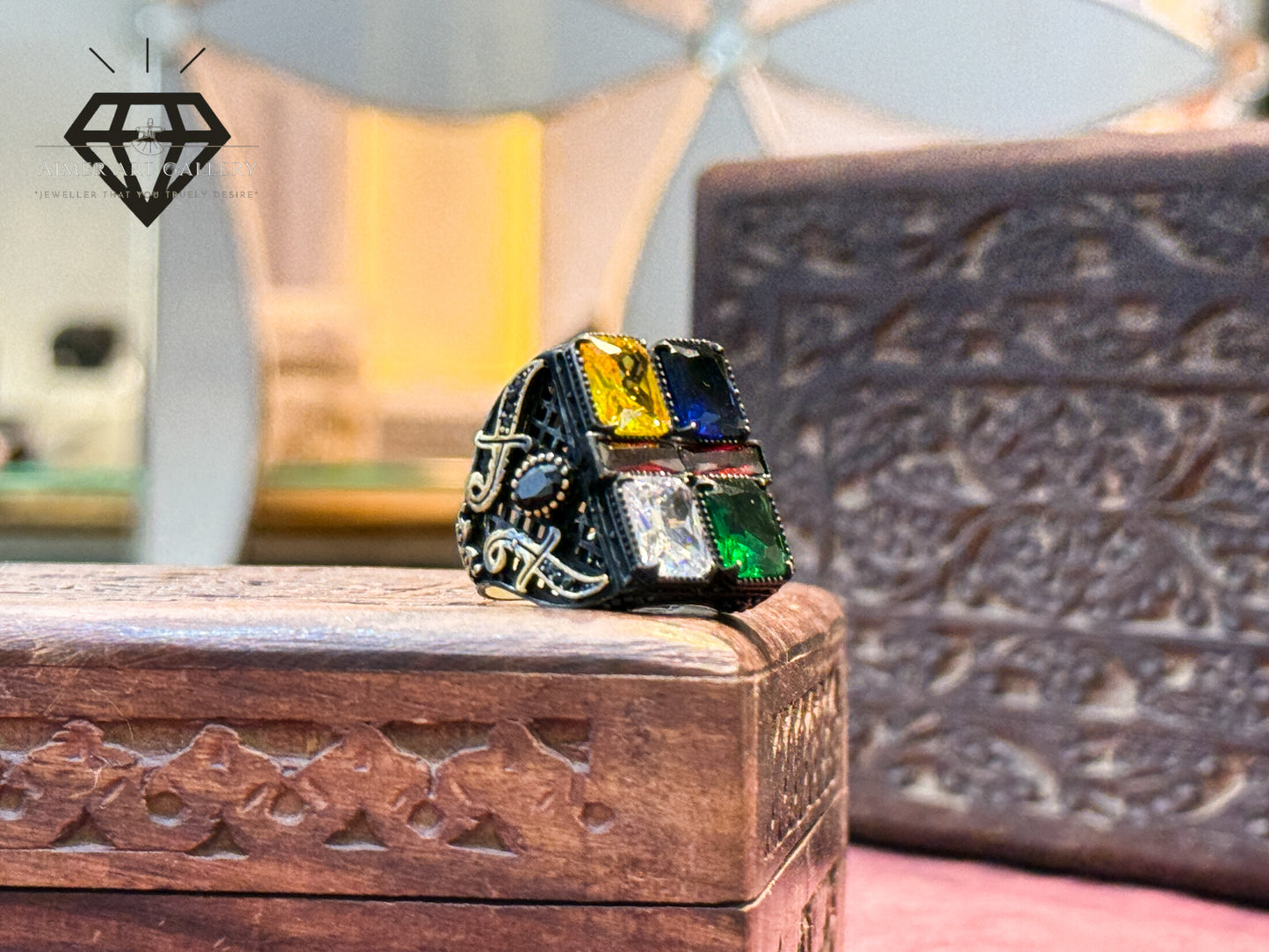 Four Square Multi Zircon Ring