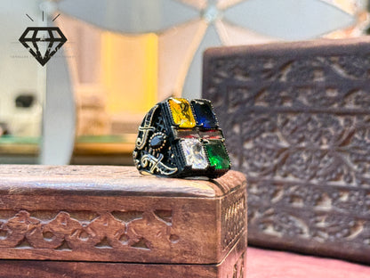 Four Square Multi Zircon Ring