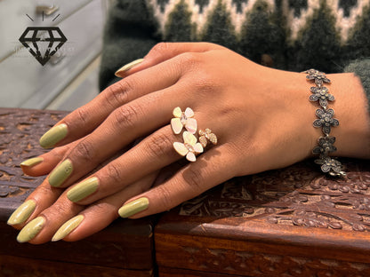 Pure 92.5 Italian Silver Ladies Flower Ring