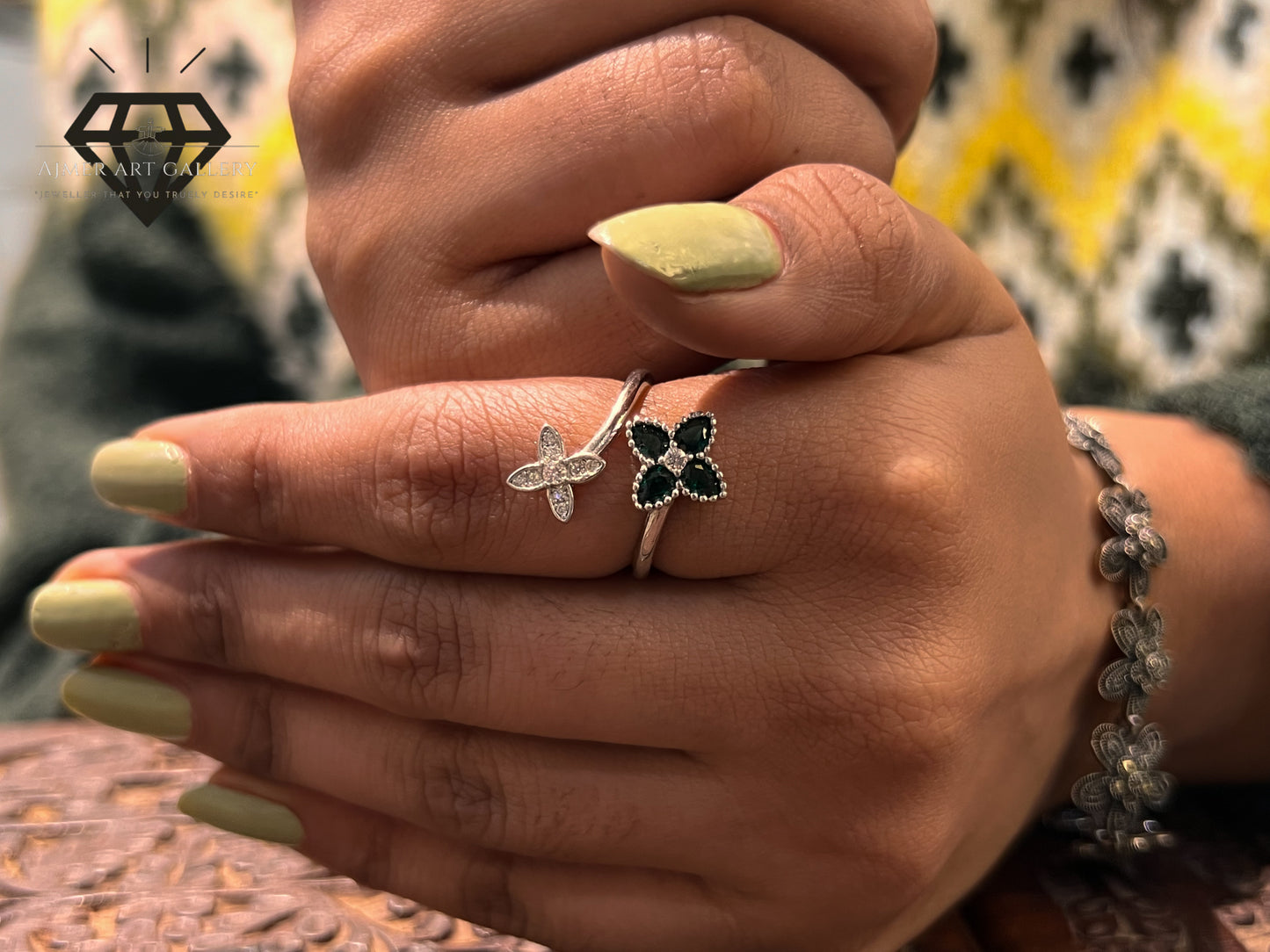 Pure 92.5 ltalian Silver Floral Adjustable Ladies Ring + Elegant & Stylish