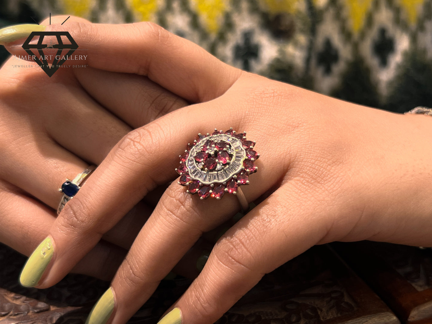 Beautiful pure 92.5 Italian Silver Ladies Ring with pink Color Stone Flower Design Ring