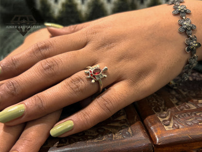 Elegant 92.5 italian Silver Ladies Ring Pink Stone