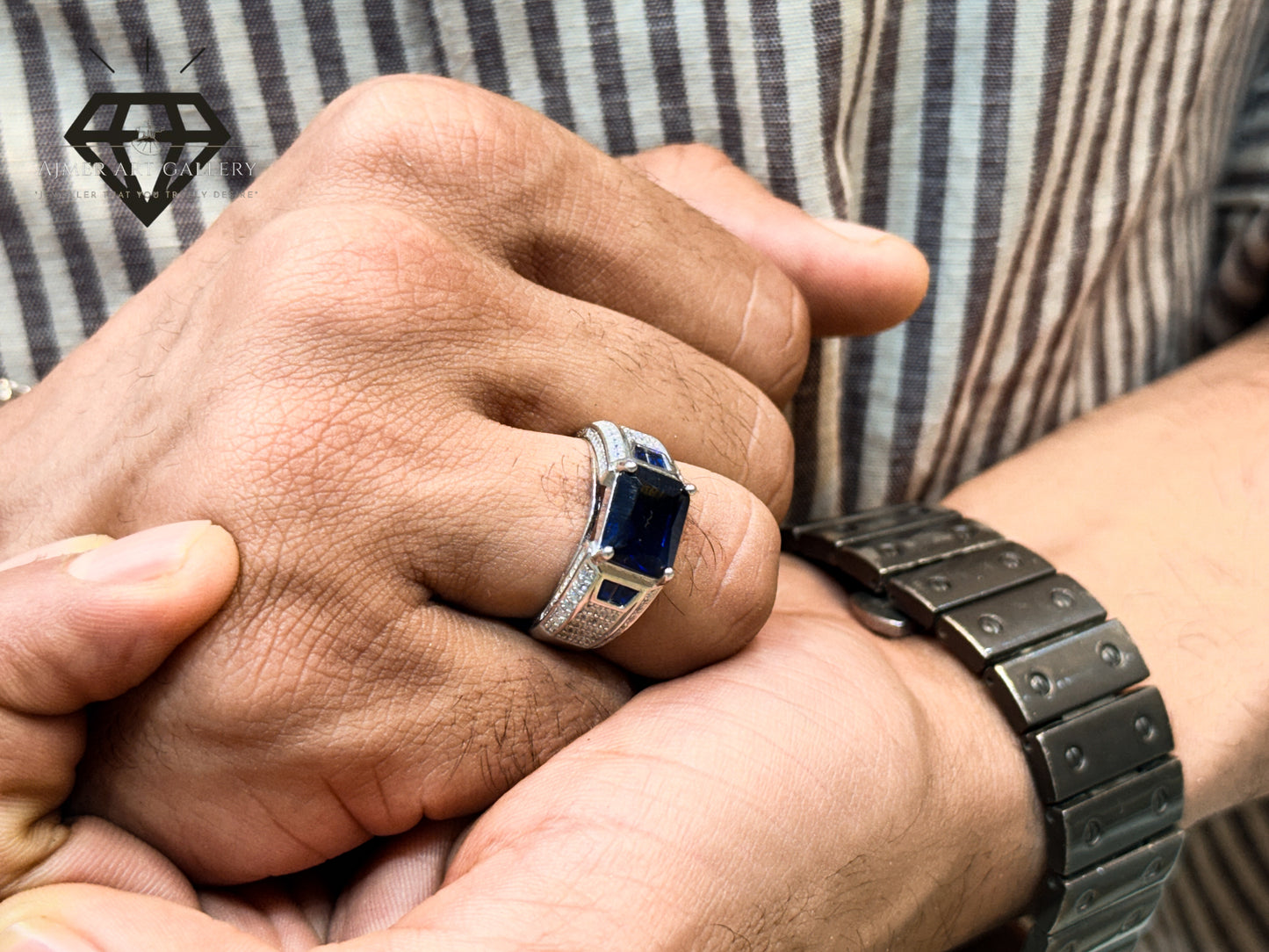 Pure 92.5 Italian Silver American Diamond Ring