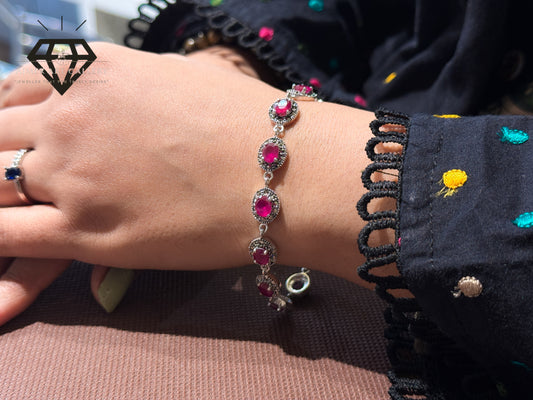 Pure 92.5 Italian Silver Marcasite Stone  Ladies Bracelet