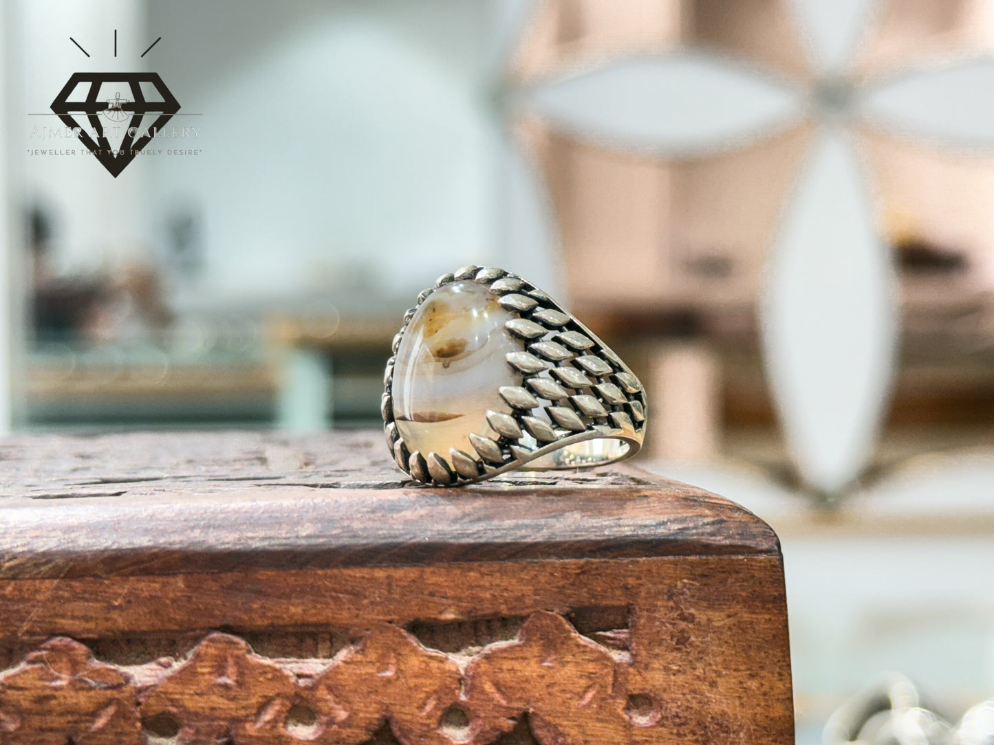Sulemani Aqeeq/Agate Stone Turkish Ring.