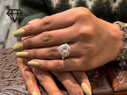 Pure 92.5 Italian Silver Ladies Ring with Premium Quality American Daimond