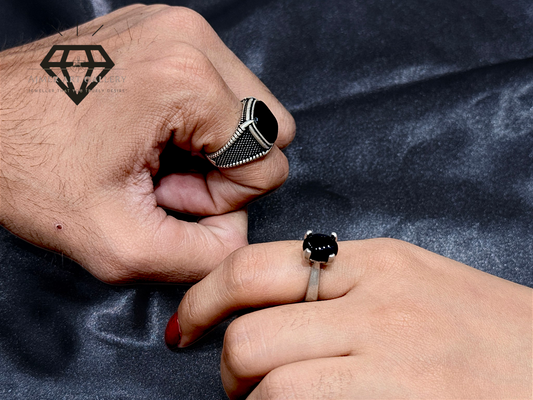 Aqeeq Gemstone Couple Ring